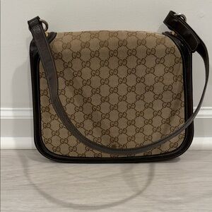 Gucci vintage Tan and Brown Monogram Shoulder Bag